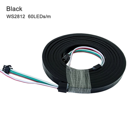 WS2812B LED Strip Individually Addressable IP67 Waterproof With Black White Transparent Cover Tube 10mm 5050 RGB 3Pin 60LEDs/m.