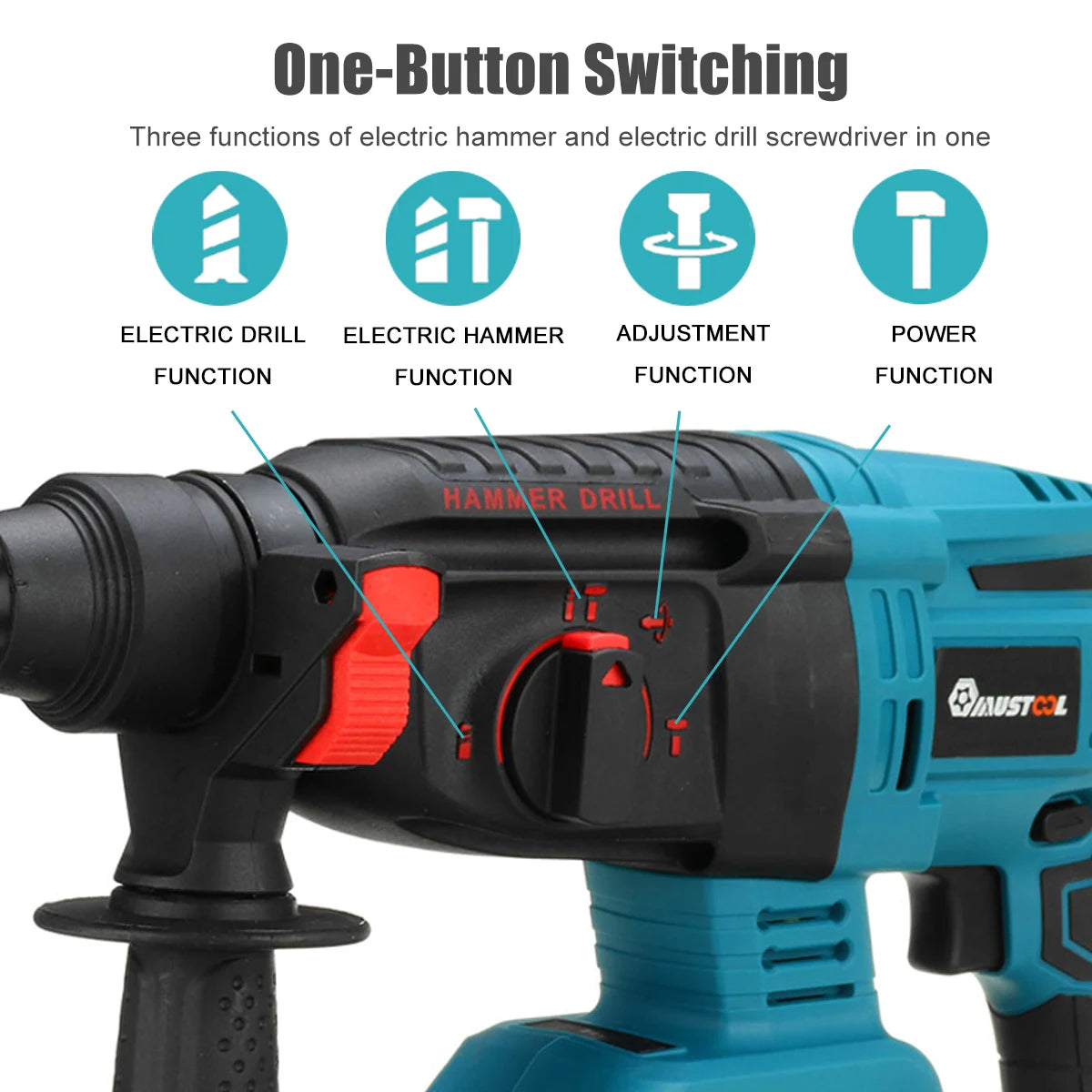 Drillpro Elektrowerkzeug-Set, 800 N.M, elektrischer Schraubenschlüssel, Bohrhammer, 13 mm Bohrmaschine, 125 mm Winkelschleifer für 18 V