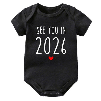 Wir sehen uns im Jahr 2026 Schwangerschaftsankündigung Baby Strampler Baumwolle Kleinkind Overall Sommer Kurzarm Neugeborene Jungen Mädchen Body.