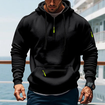 Men's Loose Fit Heavyweight American-Style Casual Sportswear Jacket fleece Lined Hooded Sweatshirt for Winter.