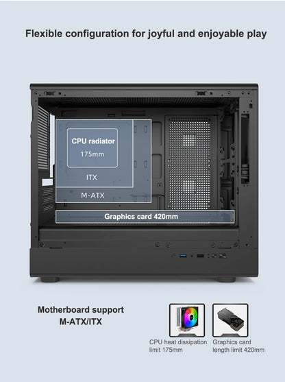 Power Train N1 MATX ITX Case Glass Side Transparent Host Shell Desktop Computer 360 Water-Cooled Mesh ventilation PC Casings.