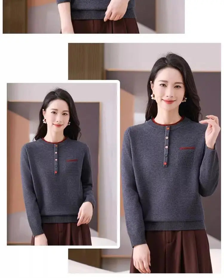 Frauen Kleidung Lose Mode Pullover Herbst/Winter Warme Elegante Gestrickte Langarm Pullover Dame Casual Oansatz Alle-spiel top