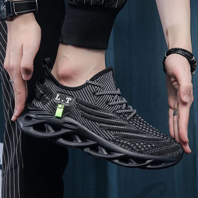 YRZL Männer Sport Laufen Schwarz Jogging Schuhe Casual Turnschuhe Outdoor Atmungsaktive Mesh Frauen Licht Stoßdämpfung Schwarz Tennis.