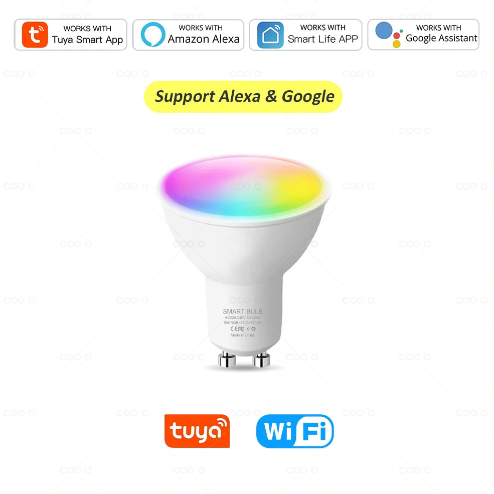 Tuya WiFi GU10 Smart LED Glühbirne Bluetooth GU10 Dimmbare Lampen Smart Life App Control Spotlight Glühbirne Funktioniert mit Alexa Google.