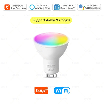 Tuya WiFi GU10 Smart LED Glühbirne Bluetooth GU10 Dimmbare Lampen Smart Life App Control Spotlight Glühbirne Funktioniert mit Alexa Google.