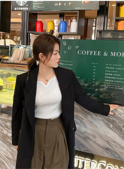 2025 grundlegende V-ausschnitt Chic Herbst Winter Pullover Frauen Weibliche Gestrickte Rippen Pullover Dünne Lange Hülse Badycon Hohe Qualität Pullover.