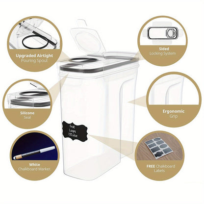 3pcs/set 2.5L/4L Grain Sealed Moisture-proof and Insect Proof Bucket Food Dispenser Kitchen Transparent Storage Box Label.