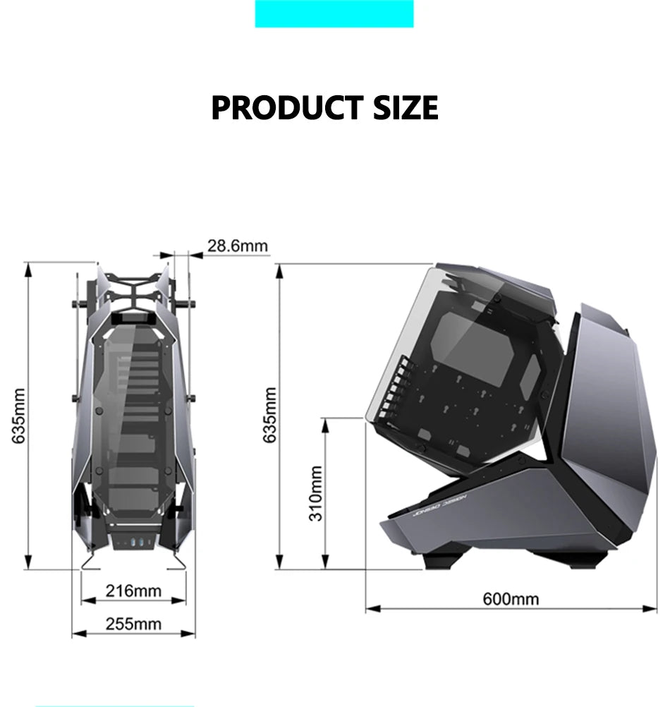 JONSBO MOD-5 Game E-sports Case All Aluminum Special-shaped Glass Chassis Support ATX Motherboard 360 Water-cooled 5V ARGB