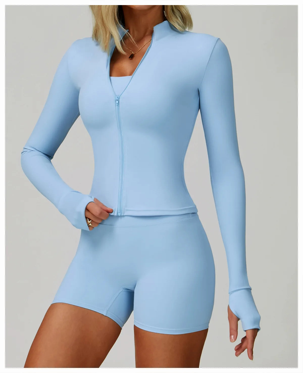 Hearuisavy 2Pcs Long-Sleeved Set Women Casual Outdoor Running Jackest Suit Yoga Clothing Quick Drying Push Up Fitness Sportswear.