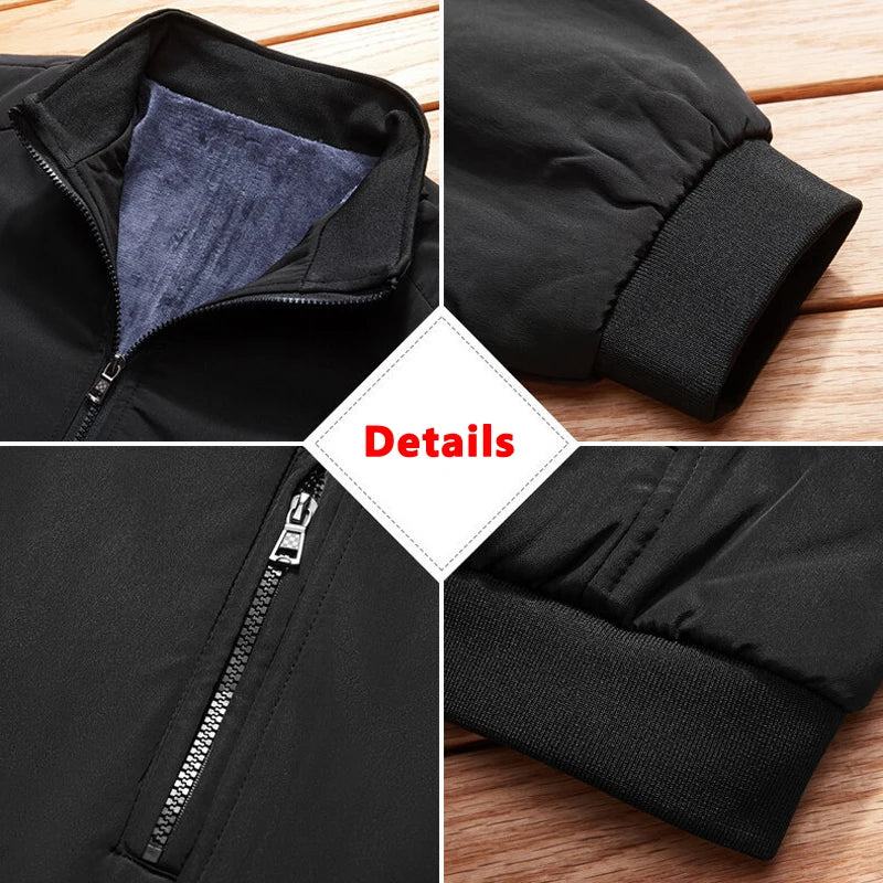 New Thicken Winter Jackets for Men's Winter Coats Warm Fleece Inner Jacket Men Business Stand Collar Parkas Man Outerwear L-3XL.