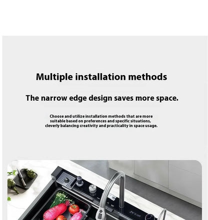 Stainless Steel Kitchen Sink Large Size Single Slot Multifunctional With Trash Can and Drain Rack Household Wash Dish Basin