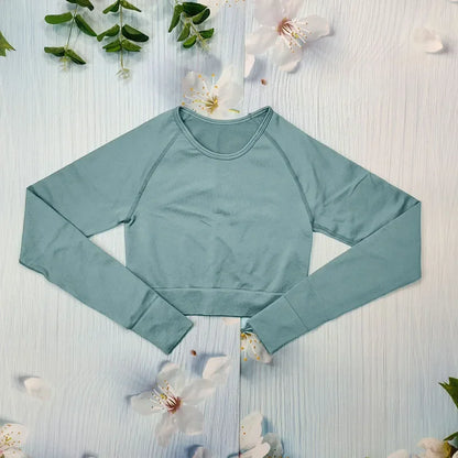 Seamless Women's T-shirt Sports Female Clothing Fitness Long Sleeve Tops with Thumb Hole Gym Running Shirts Workout Sportswear.