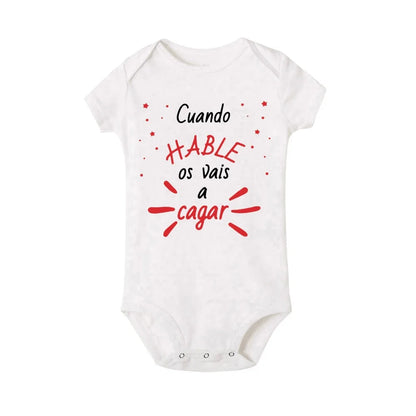 When I Talk You Mess Up The Gift Print Baby Strampler Säuglingsbodysuit Baby Niedliche Kleidung Neugeborene Kurzarm Bodys Kleinkind Geschenk