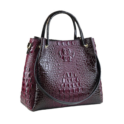 Genuine Leather Women Handbags New Tote Bag Fashion Crocodile Print Bucket Bag Retro Shoulder Messenger Bags Trend 2025.
