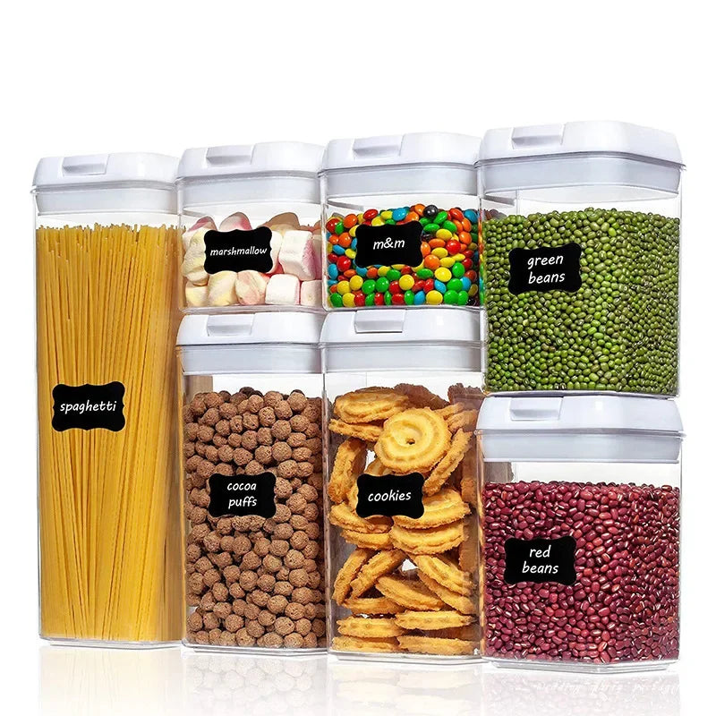 Air-Tight Food Storage Container for Cereals Easy Lock Sealed Jar Plastic Transparent Milk Powder Grains Candy Kitchen Organizer.