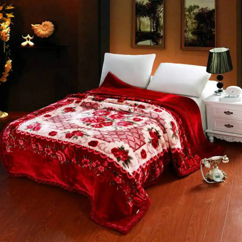 2-6 Kilograms Thick Warm Fluffy Super Soft Raschel Blankets Double Layer Winter Mink Throw Fat Quilts Single Double Size Blanket.