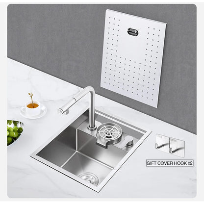 SUS 304 Island Hidden Kitchen Sink Rice Grain Embossing Prevent Scratches Handmade Bar Counter kitchen Sink With Cup Rinser