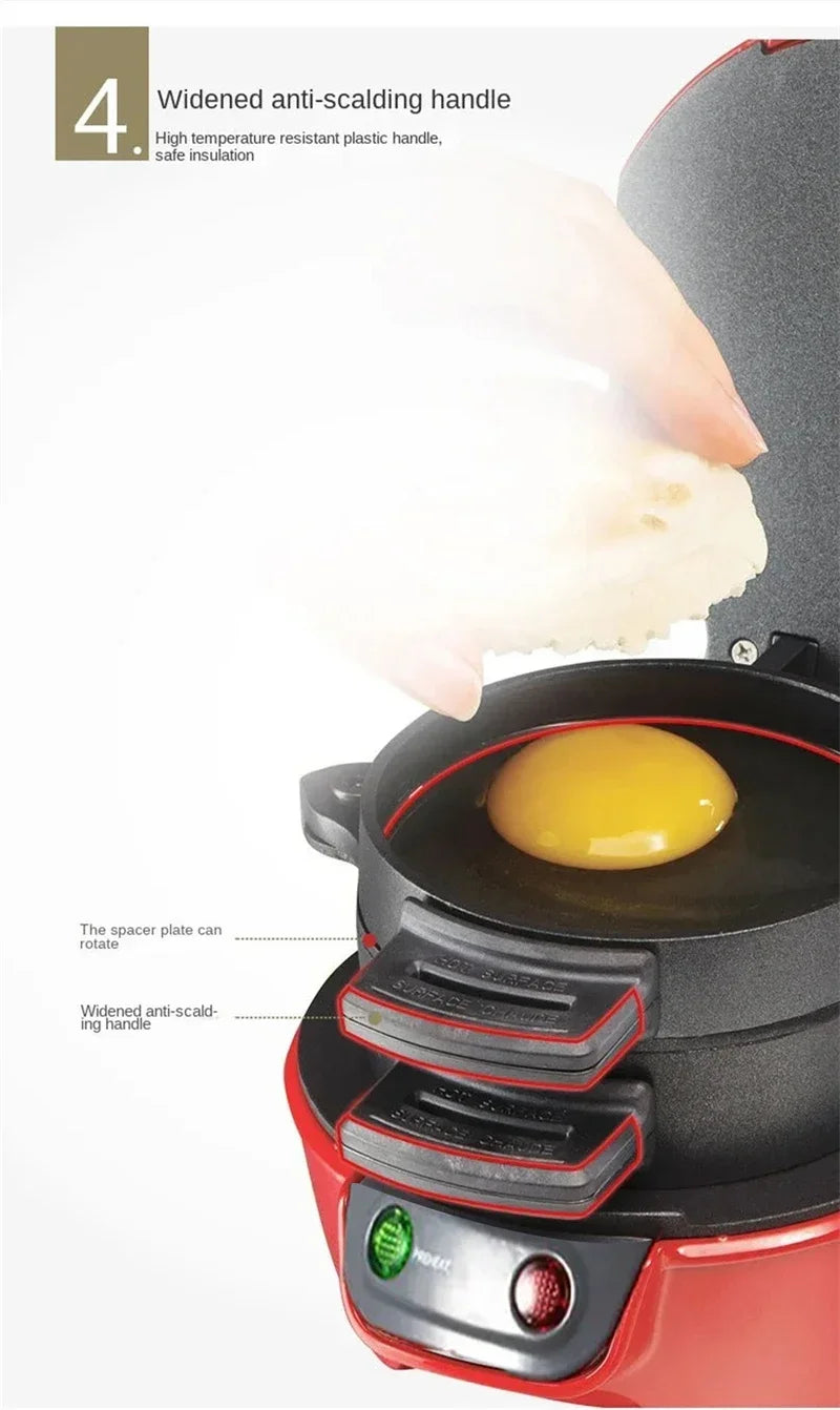 Household Breakfast Maker Machine Portable Mini Hamburg Sandwich Bread Toaster with Non Stick Egg Cooker Ring Waffle Machine.
