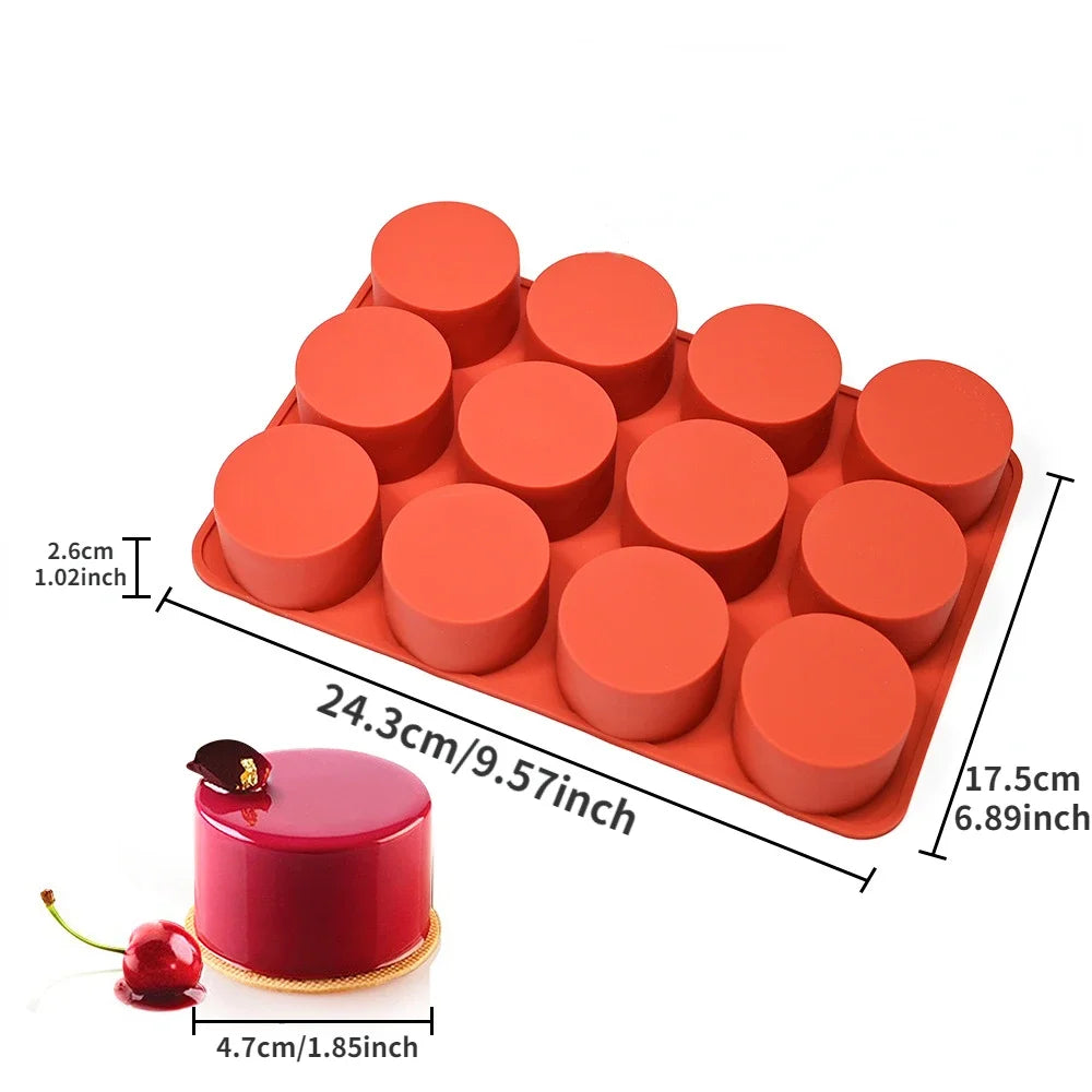 Cylinder Shaped Silicone Mold Soap Mold Chocolate Cookie Covered Sandwich Tool DIY Jelly Pudding Candy Kitchen Cake Baking Pan.