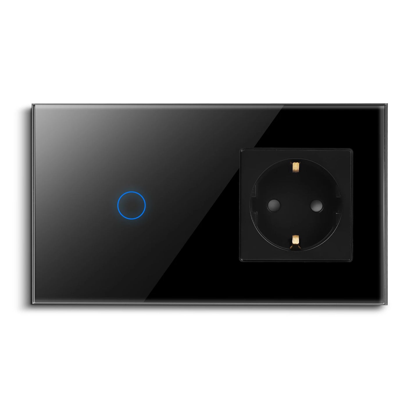 Bingoelec Wandsteckdose, Touch-Lichtschalter mit USB, 20 W, Typ C, Schnellladesteckdose, Glasscheibe, EU-Standard-Steckdosen.