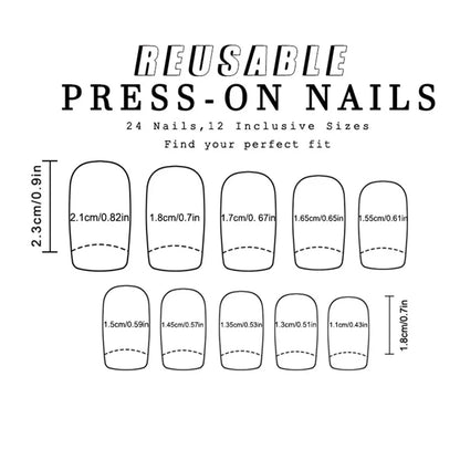 24pcs/set short medium long fake nails for Spring summer season gradient peach flowers butterfly heart press on false nail art.