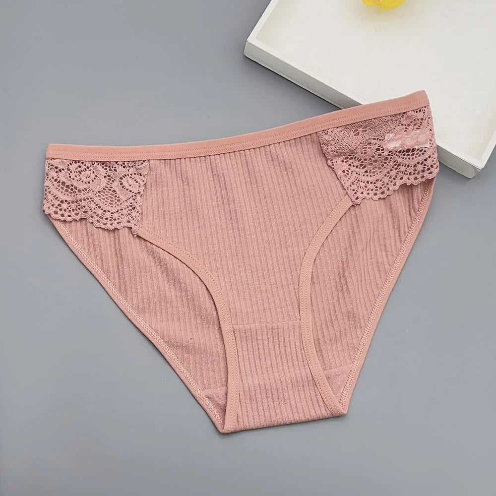 Moonflame 5 Pcs Seamless Cotton Briefs Sport Comfortable Solid Color Women's Panties.