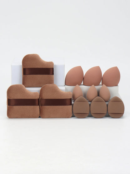 12-Piece All-Purpose Makeup Sponge Set, Made of 3 Loose Powder Puffs, 3 Mini Air Cushion Puffs, 3 Beauty Eggs and 3 Mini Beauty.
