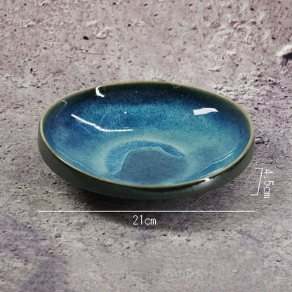 Retro Kiln Changes Ceramic Dinner Plate Irregular Salad Plate Pasta Plate Dessert Snack Plates Restaurant Creative Tableware.