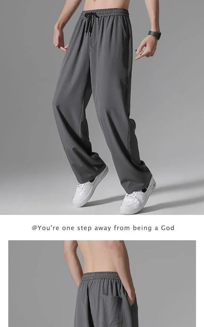 Herren-Freizeithose mit lockerer Passform, ultradünn, vielseitig, gerades Bein, sportlich, drapiert, Eisseidenhose, Sommer, leicht.