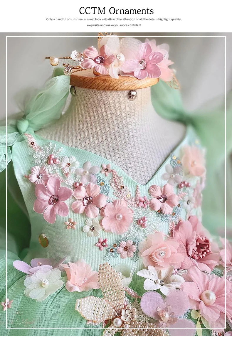 Luxuriöses und elegantes Schmetterlingsmädchen-Prinzessinnenkleid für 0–6 Jahre, formelle Jubiläumsfeier, flauschiges Kleid, Modellkunst, Aufführung.