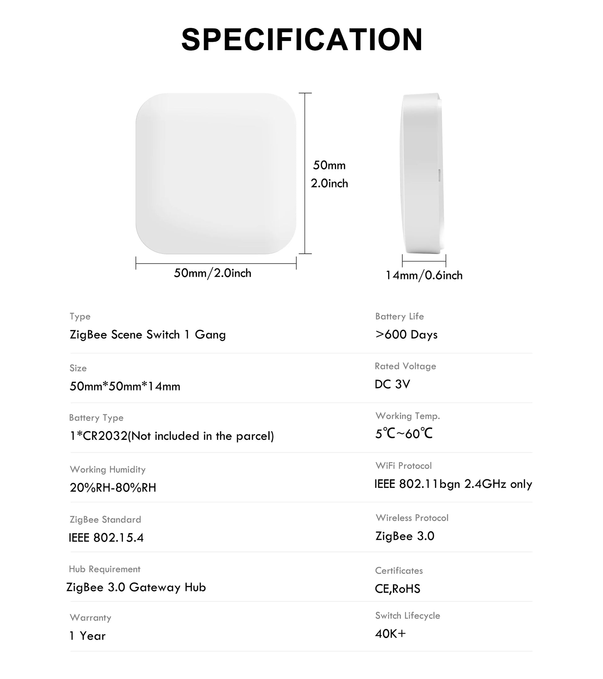 GIRIER ZigBee Szenenknopfschalter, intelligenter Szenencontroller für die Heimautomation, Multi-Szenario-Verknüpfungsschalter, funktioniert zu Hause.