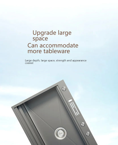 Wasserfall-Küchenspüle aus Edelstahl, extra groß, mit einem Schlitz, multifunktionale Geschirrspülbecken, Unterbaubecken, Tassenwascher