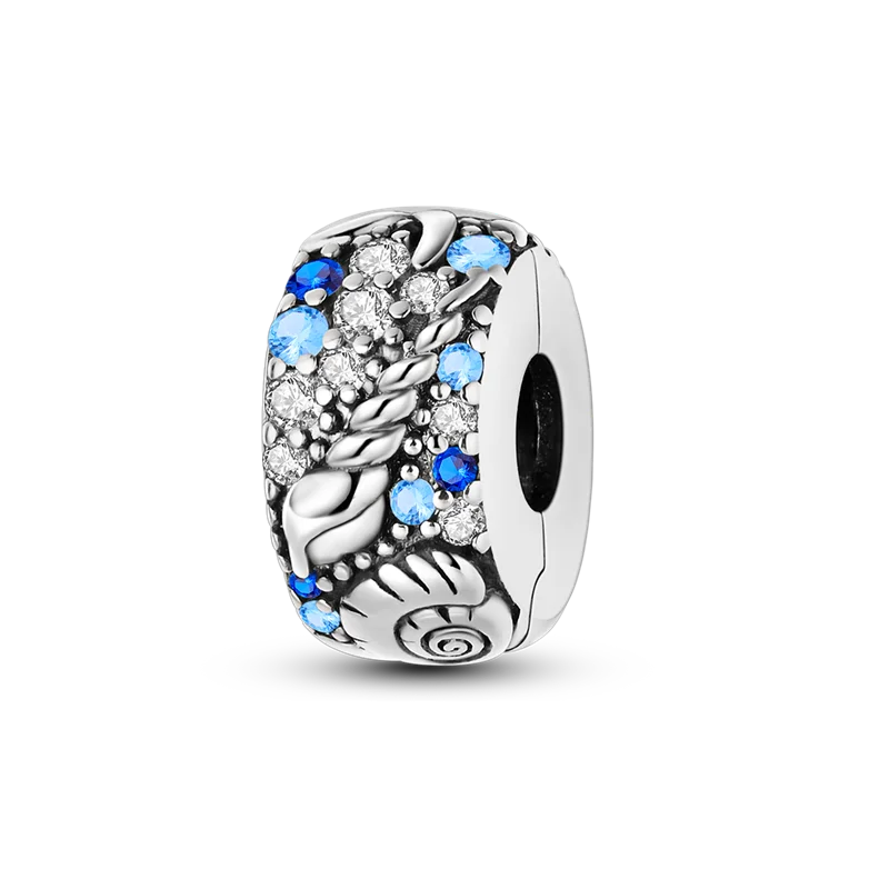 Silver Clasp 925 Sterling Silver CZ pave Clip Charms Daisy Beads Stopper Safety Chain fit Original Bangle Bracelet Jewelry Clip