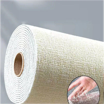 3D Linen Texture Thickened Wallpaper Self-adhesive Waterproof Wall Sticker for Living Room Dormitory Bedroom Wall Decoration