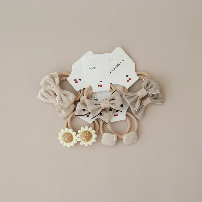 10Pcs/Lot, Elastic Hair Bow Clips for Children, Children's Headwear Hair Accessories for girls, Cute Hair ties, Lovely Hair Rope