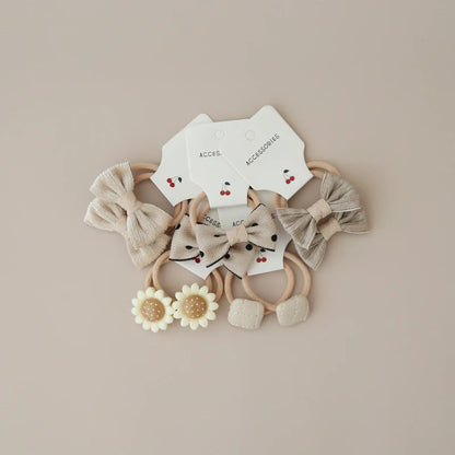 10Pcs/Lot, Elastic Hair Bow Clips for Children, Children's Headwear Hair Accessories for girls, Cute Hair ties, Lovely Hair Rope