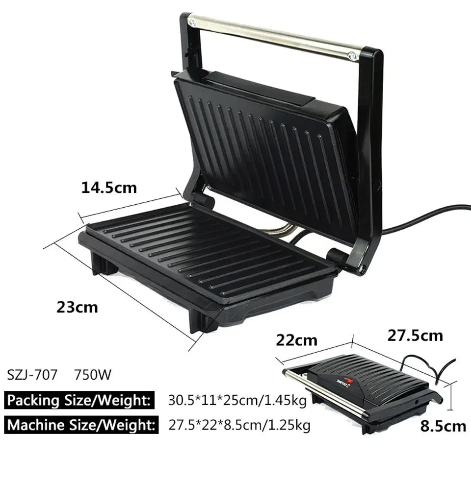XEOLEO Electric Steak Machine 750W Panini Sandwich Maker Multifunctional Breakfast Maker Mini Barbecue Sausage Steak Gril Machin.