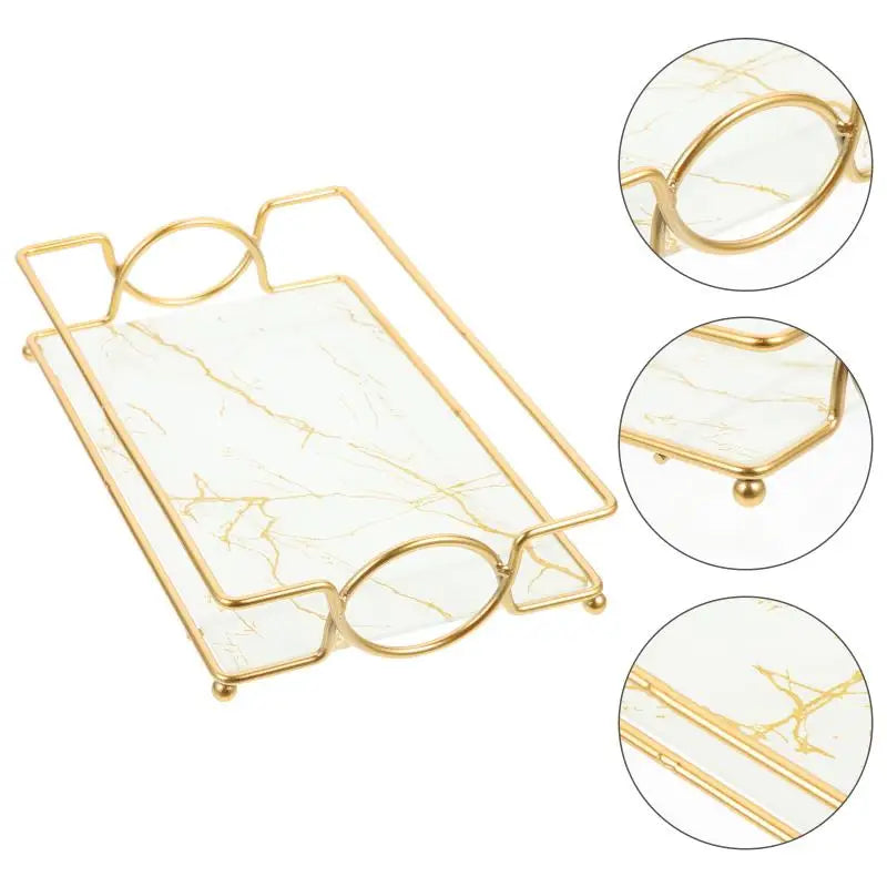 Bathroom Bathroom Trays with Iron Frame Perfume Tray for Dresser Bathroom Countertop Tray Makeup Organizer Cosmetics Storage.