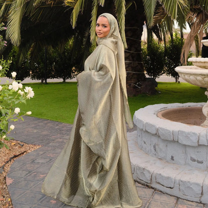 Middle Eastern Islamic Three-Piece Clothing for Women Ramadan Muslim Modest Abaya Dress with Hijab 2025 New Turkey Kaftan Robe