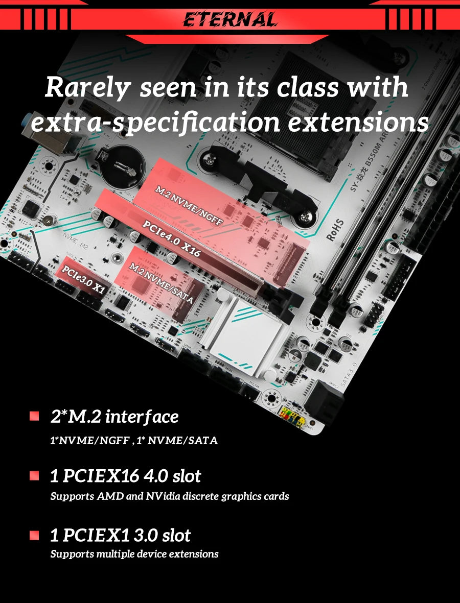 SOYO AMD B550M Gaming Motherboard USB3.1 M.2 Nvme Sata3 DDR4 Dual Channel Supports RYZEN R3 R5 R7 3000 4000 5000 CPU AM4 Socket.