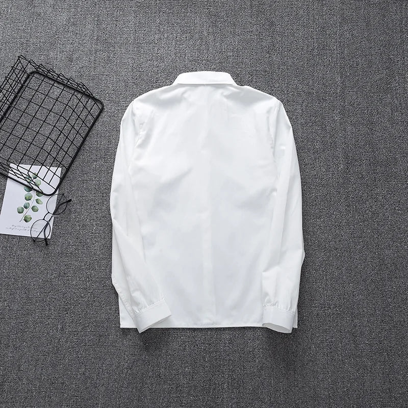 Zoki White Women Shirt Fashion Long Sleeve Casual Turn Down Collar Female Blouse Loose Pocket Button Office Ladies Elegant Tops