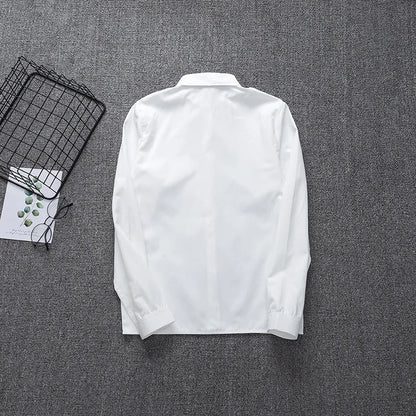 Zoki White Women Shirt Fashion Long Sleeve Casual Turn Down Collar Female Blouse Loose Pocket Button Office Ladies Elegant Tops