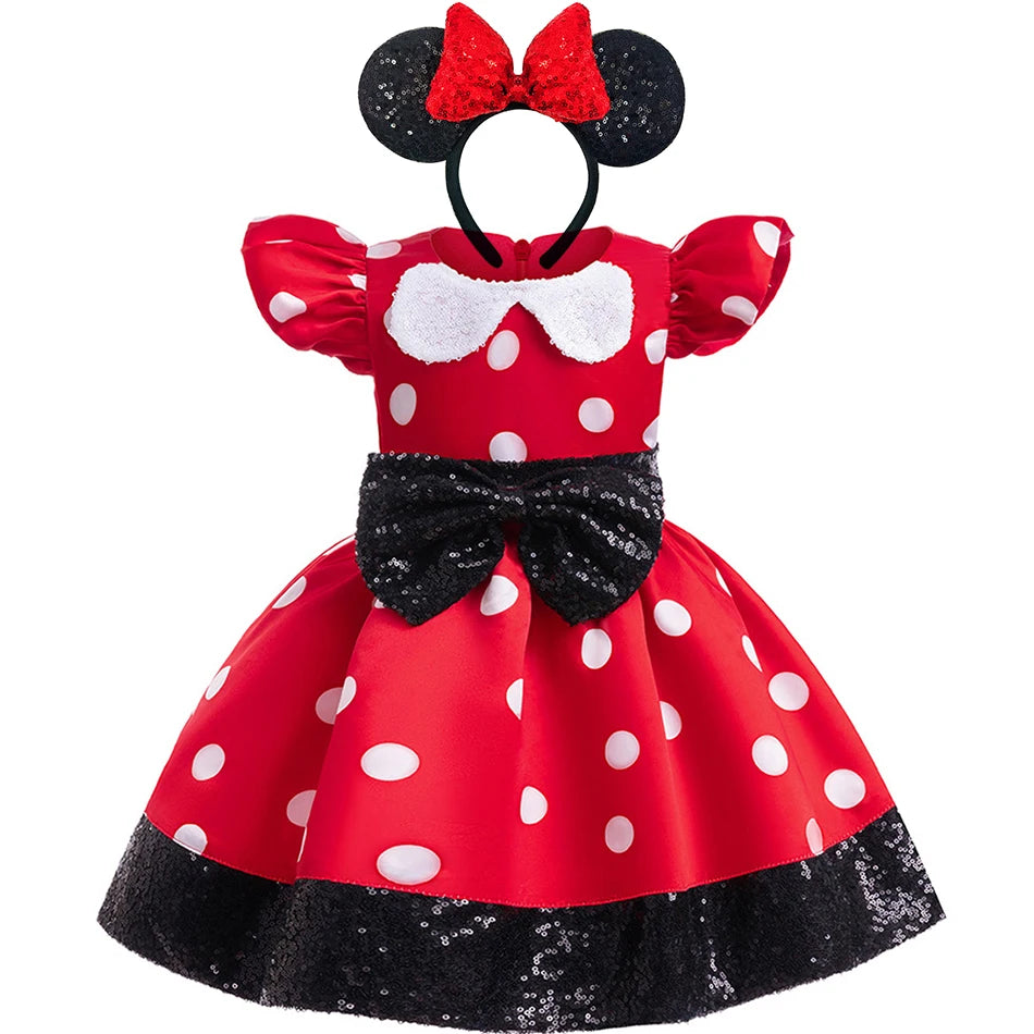 Disney Minnie Mouse Mädchen Polka Dot Schleife Prinzessin Kleid Jungen Kinder Mickey Mouse Halloween Karneval Party Performance Kleidung Anzug