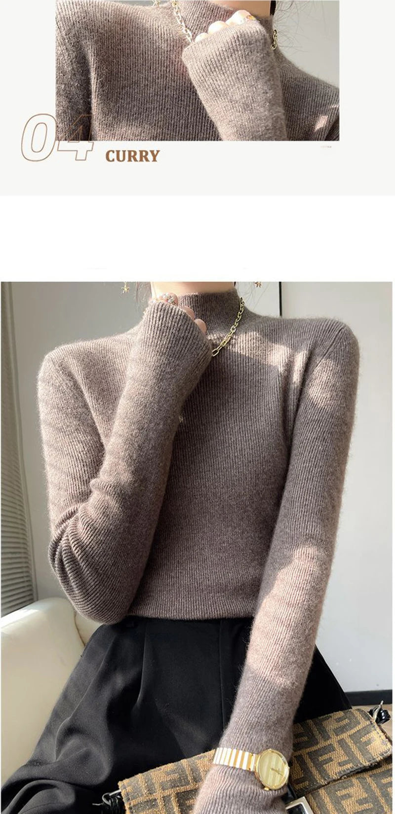 MEXZT Solide Pullover Frauen Hälfte Rollkragen Gestrickte Pullover Harajuku Koreanische Dicke Strickwaren Herbst Winter Mode Schlank Jumper.