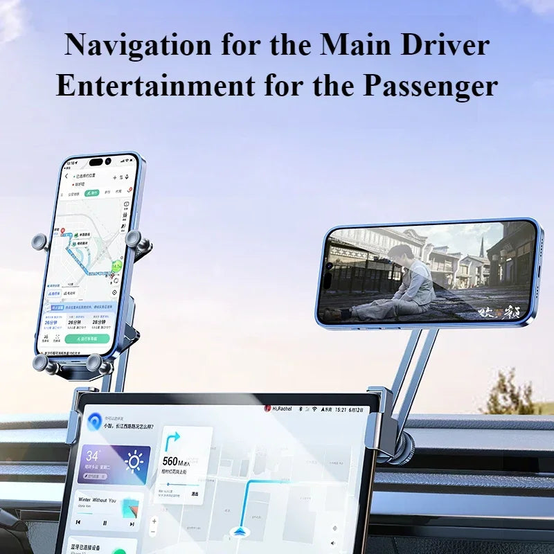 Oatsbasf Dual-position Car Screen Phone Holder Stand Metal Aluminum Adjustable for Tesla Model 3 Highland Y Car Accessories.