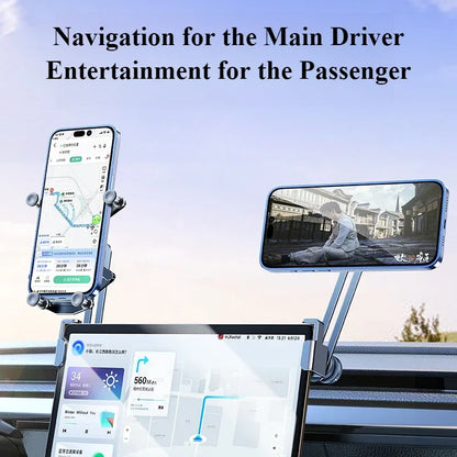 Oatsbasf Dual-position Car Screen Phone Holder Stand Metal Aluminum Adjustable for Tesla Model 3 Highland Y Car Accessories.