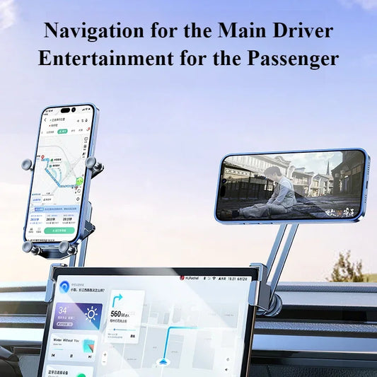 Oatsbasf Dual-position Car Screen Phone Holder Stand Metal Aluminum Adjustable for Tesla Model 3 Highland Y Car Accessories.