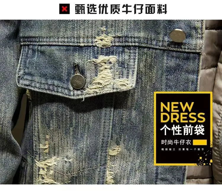 Spring Autumn New American Denim Coats Set Classic  retro Cowboy Jeans Trendy Two-Piece Sets Versatile Outerwear Casual Jacket.