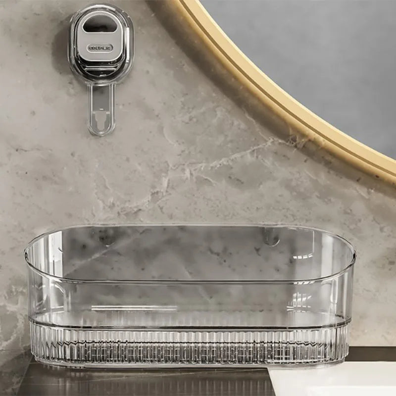 Saugnapf-Aufbewahrungsregal für Badezimmer, stanzfreie, an der Wand montierte Aufbewahrungsbox, kann abnehmbar werden, leerer Aufbewahrungskorb für Toilettenspüle