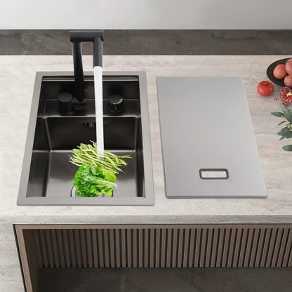 Bymaocar Edelstahlspüle 30 x 45 x 23 cm mit Wasserhahn, eingebettetes Küchenspüle, einschüssel, verdecktes Küchenspüle